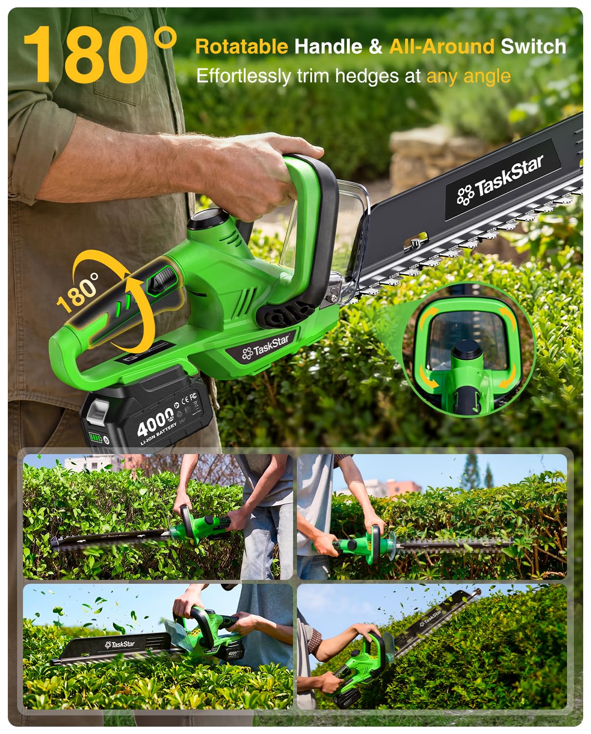 Электрический кусторез TaskSta – обзор и цена Hedge Trimmer Cordless