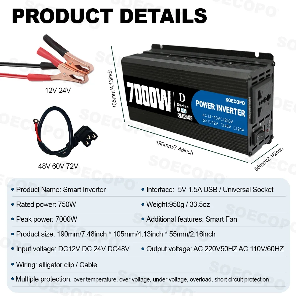Инвертор мощности SOECOPO 7000 – обзор и цена Outdoor Power Inverter